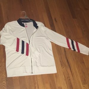 Red, white, and blue track jacket